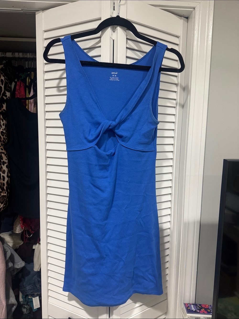 Aerie Royal Blue Twist-Front Mini Dress
